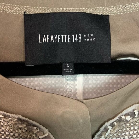 Lafayette 148 Taupe Tweed & Satin Snap Blazer Jacket  Size 6 U1 - Picture 9 of 9